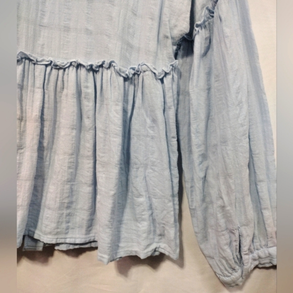 Zara Embroidered Babydoll Top Women's XS Blue Floral Boho Retro Cottagecore 90s - Picture 6 of 11